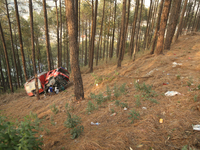 Nepali officials are fixing chains to extract the remains of a firefighting engine that crashed while it was being deployed to douse a fores...