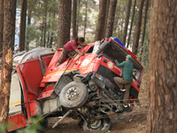 Nepali officials are scouring through the remains of a crashed firefighting engine that crashed while being deployed to douse a forest fire...