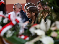 Family and friends attend a funeral of Damian Sobol, a volunteer for World Central Kitchen, who was killed in an Israeli attack on Gaza Stri...