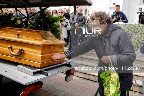 Family and friends attend a funeral of Damian Sobol, a volunteer for World Central Kitchen, who was killed in an Israeli attack on Gaza Stri...