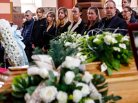 Family and friends attend a funeral of Damian Sobol, a volunteer for World Central Kitchen, who was killed in an Israeli attack on Gaza Stri...