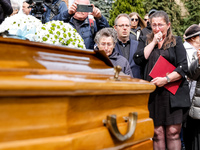 Mother shows her emotions during a funeral of Damian Sobol, a volunteer for World Central Kitchen, who was killed in an Israeli attack on Ga...