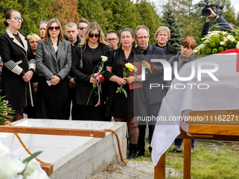 Mother and family show their emotions during a funeral on cemetery of Damian Sobol, a volunteer for World Central Kitchen, who was killed in...