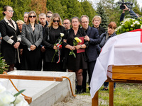 Mother and family show their emotions during a funeral on cemetery of Damian Sobol, a volunteer for World Central Kitchen, who was killed in...