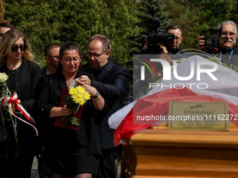 Mother and family show their emotions during a funeral on cemetery of Damian Sobol, a volunteer for World Central Kitchen, who was killed in...