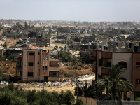 A general view is showing the rubble of destroyed buildings in Al-Zahra on the southern outskirts of Gaza City, on April 21, 2024, amid ongo...