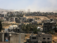 A general view is showing the rubble of destroyed buildings in Al-Zahra on the southern outskirts of Gaza City, on April 21, 2024, amid ongo...