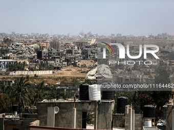 A general view is showing the rubble of destroyed buildings in Al-Zahra on the southern outskirts of Gaza City, on April 21, 2024, amid ongo...