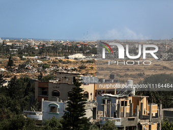 A general view is showing the rubble of destroyed buildings in Al-Zahra on the southern outskirts of Gaza City, on April 21, 2024, amid ongo...