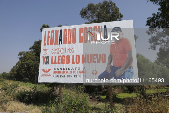 A view of political propaganda is seen in the Chalco-Xico Lake area, State of Mexico, on World Earth Day. The United Nations declared April...