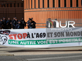 Several thousand people are demonstrating in the streets of Toulouse, France, on April 21, 2024, against the controversial A69 highway betwe...