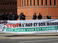 Several thousand people are demonstrating in the streets of Toulouse, France, on April 21, 2024, against the controversial A69 highway betwe...