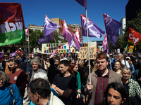 Thousands of people are demonstrating in the streets of Toulouse, France, on April 21, 2024, against the controversial A69 highway between T...