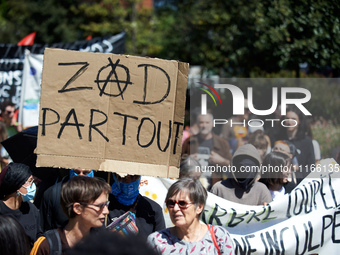 Several thousand people are demonstrating in the streets of Toulouse, France, on April 21, 2024, against the controversial A69 highway betwe...