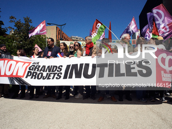 Several thousand people are demonstrating in the streets of Toulouse, France, on April 21, 2024, against the controversial A69 highway betwe...