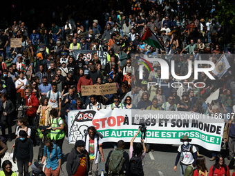 Several thousand people are demonstrating in the streets of Toulouse, France, on April 21, 2024, against the controversial A69 highway betwe...