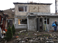 A building is being damaged by a Russian missile attack in the Odesa region, southern Ukraine, on April 21, 2024. According to reports, the...