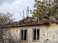 A building is being damaged by a Russian missile attack in the Odesa region, southern Ukraine, on April 21, 2024. According to reports, the...