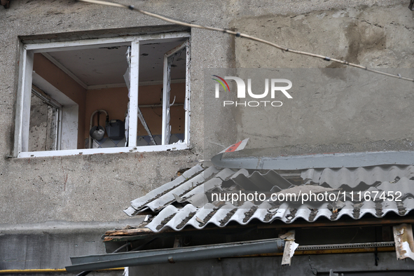 A building is being damaged by a Russian missile attack in the Odesa region, southern Ukraine, on April 21, 2024. According to reports, the...