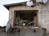 A building is being damaged by a Russian missile attack in the Odesa region, southern Ukraine, on April 21, 2024. According to reports, the...