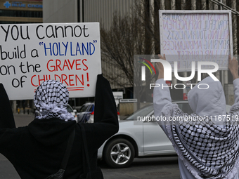 EDMONTON, CANADA - APRIL 21:
Members of the Palestinian diaspora supported by local activists, during the 'March For Gaza' rally, at Violet...