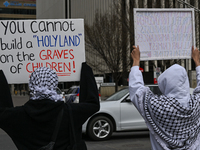 EDMONTON, CANADA - APRIL 21:
Members of the Palestinian diaspora supported by local activists, during the 'March For Gaza' rally, at Violet...