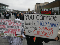 EDMONTON, CANADA - APRIL 21:
Members of the Palestinian diaspora supported by local activists, during the 'March For Gaza' rally, at Violet...