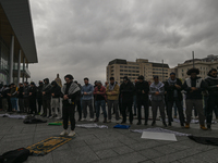 EDMONTON, CANADA - APRIL 21:
Members of the Palestinian diaspora and their supporters gather for a Dhuhr (midday) prayer at Violet King Henr...