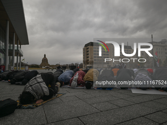 EDMONTON, CANADA - APRIL 21:
Members of the Palestinian diaspora and their supporters gather for a Dhuhr (midday) prayer at Violet King Henr...