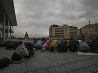 EDMONTON, CANADA - APRIL 21:
Members of the Palestinian diaspora and their supporters gather for a Dhuhr (midday) prayer at Violet King Henr...