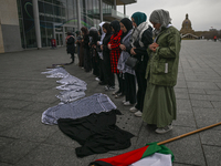 EDMONTON, CANADA - APRIL 21:
Members of the Palestinian diaspora and their supporters gather for a Dhuhr (midday) prayer at Violet King Henr...