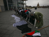 EDMONTON, CANADA - APRIL 21:
Members of the Palestinian diaspora and their supporters gather for a Dhuhr (midday) prayer at Violet King Henr...