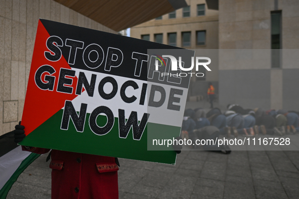 EDMONTON, CANADA - APRIL 21:
Members of the Palestinian diaspora and their supporters gather for a Dhuhr (midday) prayer at Violet King Henr...