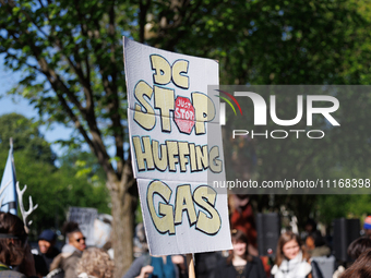 Climate activists with the Extinction Rebellion DC organization stage a protest outside of the John A. Wilson building in Washington, D.C. o...