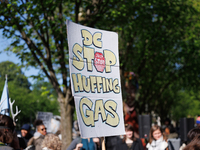 Climate activists with the Extinction Rebellion DC organization stage a protest outside of the John A. Wilson building in Washington, D.C. o...