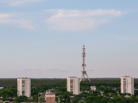 A view of the remains of the tower is being shown, in Kharkiv, Ukraine, on on April 22, 2024. (