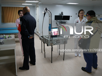 A medical facility inside the Peace Boat is being seen during the ship's Open Day in Shanghai, China, on April 23, 2024. (