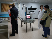 A medical facility inside the Peace Boat is being seen during the ship's Open Day in Shanghai, China, on April 23, 2024. (