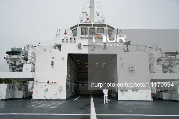 The deck of the Peace Ark is on display during the Open Ship Day in Shanghai, China, on April 23, 2024. 