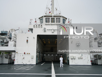 The deck of the Peace Ark is on display during the Open Ship Day in Shanghai, China, on April 23, 2024. (