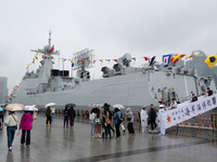 A Chinese naval ship, the Zibo, is on display during the Open Day in Shanghai, China, on April 23, 2024. (