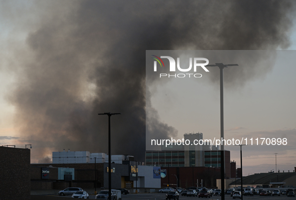 EDMONTON, CANADA - APRIL 22:
A massive fire is occurring in Edmonton's Blatchford neighbourhood, on April 22, 2024, in Edmonton, Alberta, Ca...