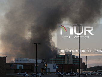 EDMONTON, CANADA - APRIL 22:
A massive fire is occurring in Edmonton's Blatchford neighbourhood, on April 22, 2024, in Edmonton, Alberta, Ca...