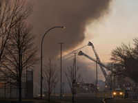 EDMONTON, CANADA - APRIL 22:
Emergency services at the scene as firefighters relentlessly combat flames that tore through Edmonton's histori...