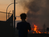 EDMONTON, CANADA - APRIL 22:
Flames tore through Edmonton's historic Hangar 11 on Monday evening, on April 22, 2024, in Edmonton, Alberta, C...