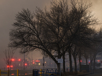 EDMONTON, CANADA - APRIL 22:
Emergency services at the scene as firefighters relentlessly combat flames that tore through Edmonton's histori...