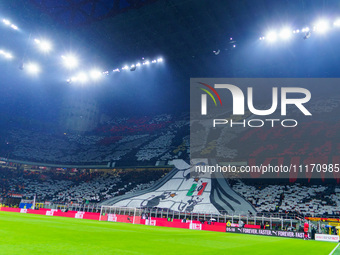 The atmosphere is electric at the San Siro Stadium during the match between AC Milan and FC Internazionale for Serie A at Giuseppe Meazza St...