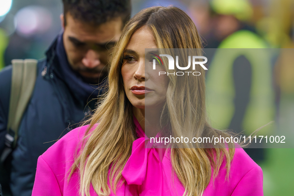 Diletta Leotta is attending the AC Milan versus FC Internazionale Serie A match at Giuseppe Meazza Stadium in Milan, Italy, on April 22, 202...