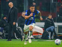 Lautaro Martinez is playing for FC Internazionale against AC Milan in a Serie A match at Giuseppe Meazza Stadium in Milan, Italy, on April 2...