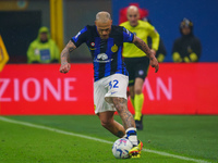 Federico Dimarco is playing during the AC Milan versus FC Internazionale Serie A match at Giuseppe Meazza Stadium in Milan, Italy, on April...